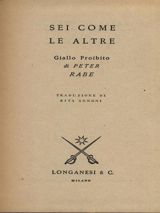 Sei come le altre - Peter Rabe - copertina