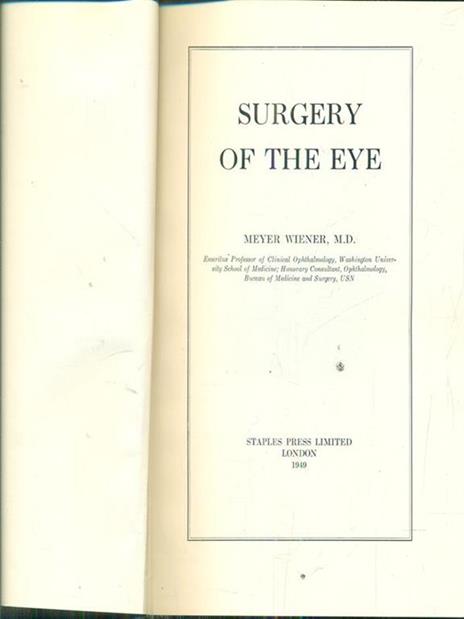 Surgery of the eye - Meyer Wiener - copertina