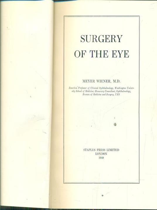 Surgery of the eye - Meyer Wiener - copertina