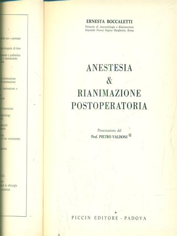 Anestesia e rianimazione postoperatoria