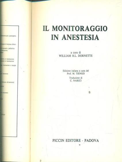 Il monitoraggio in anestesia - copertina