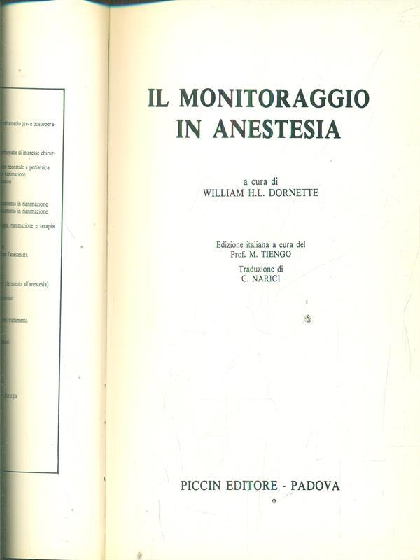Il monitoraggio in anestesia