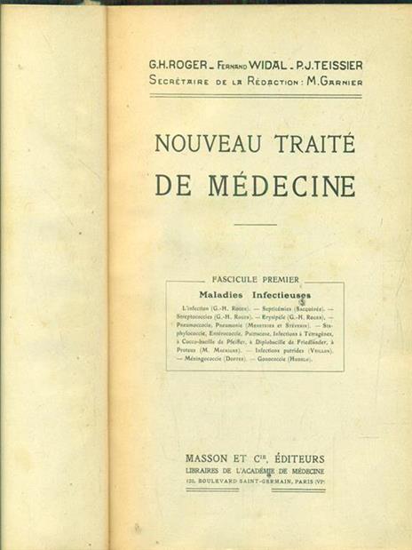 Nouveau traité de medecine fascicule I - copertina