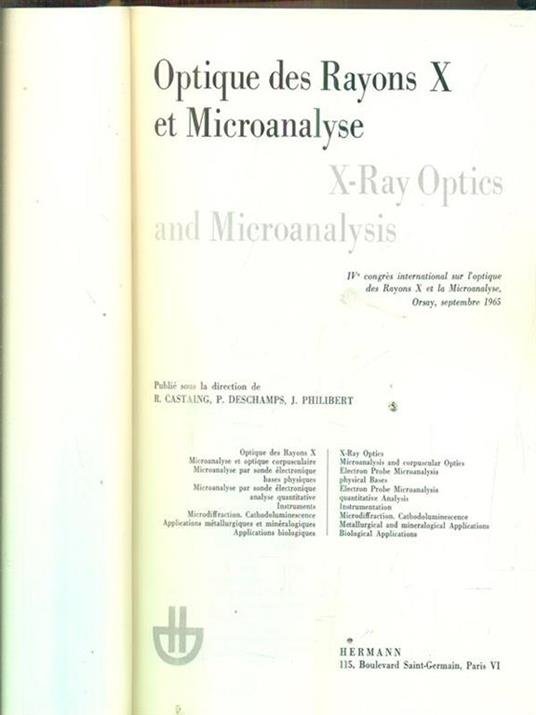 Optique des rayons X et microanalyse - copertina
