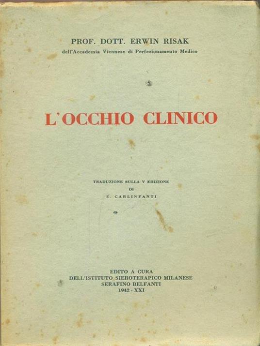 L' occhio clinico - Erwin Risak - copertina
