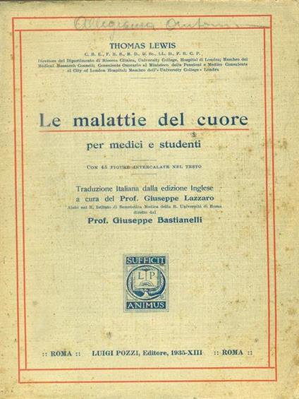 Le malattie del cuore - Thomas Lewis - copertina
