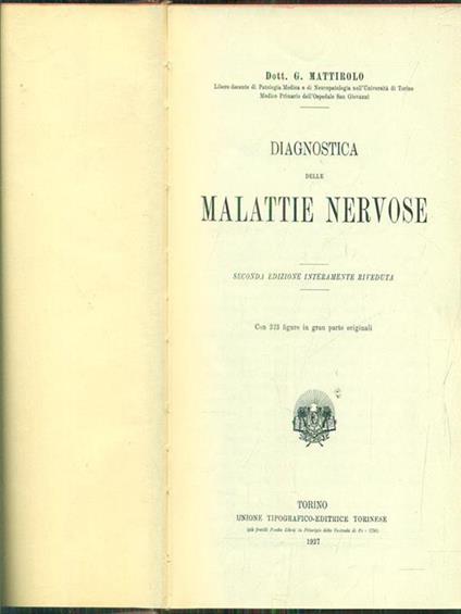 Diagnostica delle malattie nervose - Gustavo Mattirolo - copertina