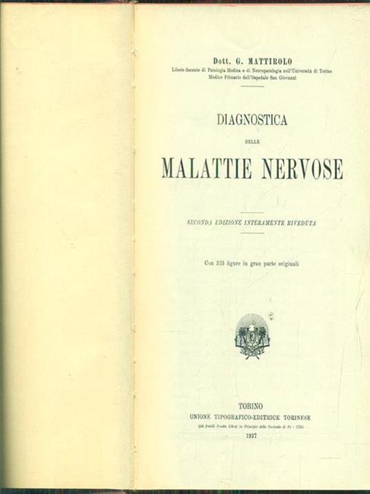 Diagnostica delle malattie nervose - Gustavo Mattirolo - copertina