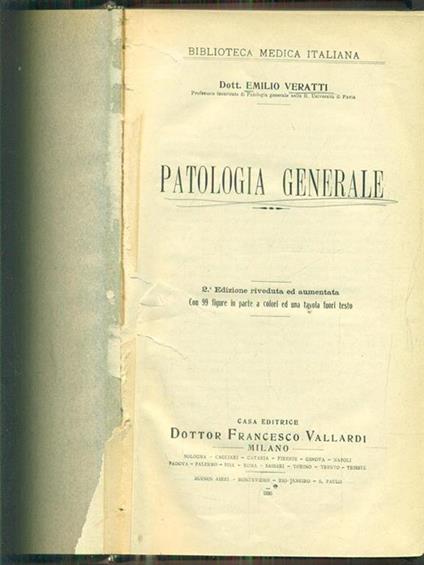 Patologia generale - Emilio Veratti - copertina