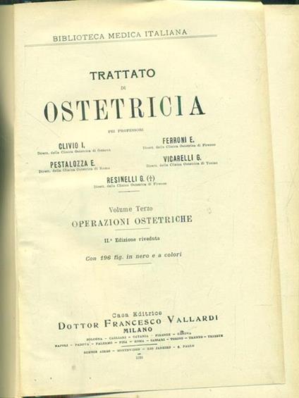 Trattato di Ostetricia 3vv - copertina
