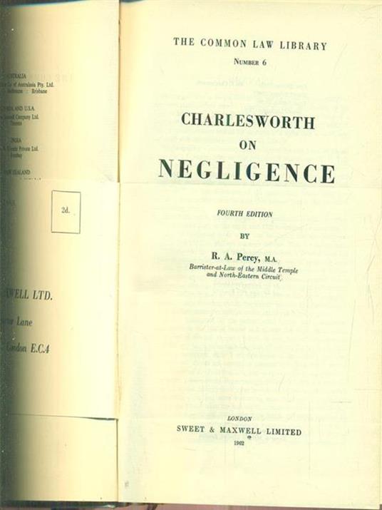 Charlesworth on negligence - copertina