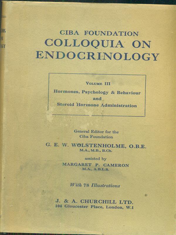 Ciba foundation colloquia on endocrinology vol III