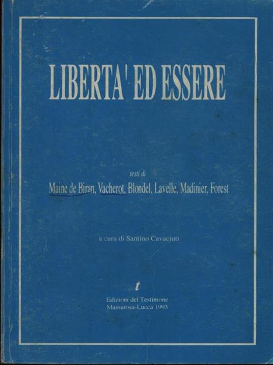 Libertà ed essere - Santino Cavaciuti - copertina