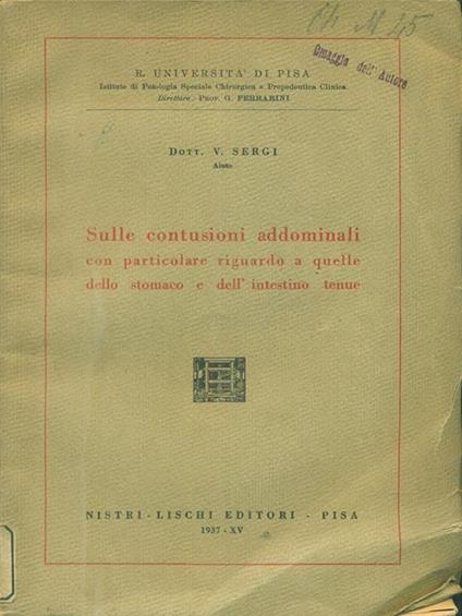 sulle contusioni addominali - V. Sergi - copertina