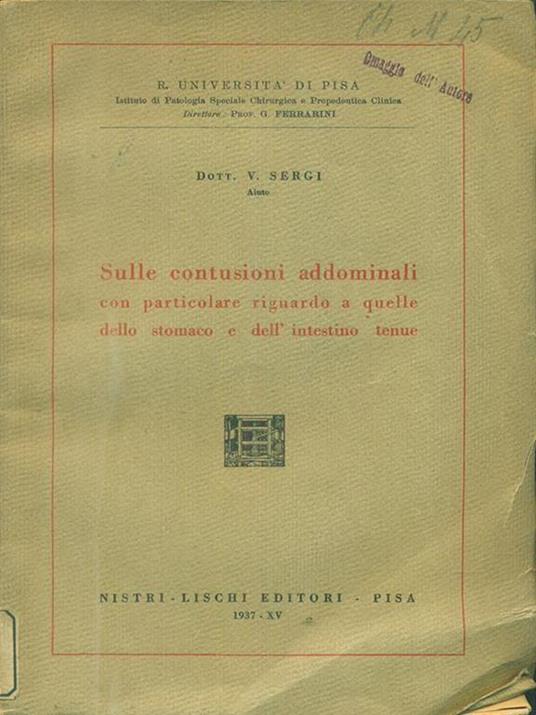 sulle contusioni addominali - V. Sergi - copertina