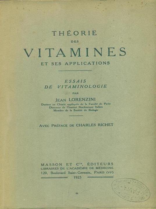 theorie des vitamines - Jean Lorenzini - copertina