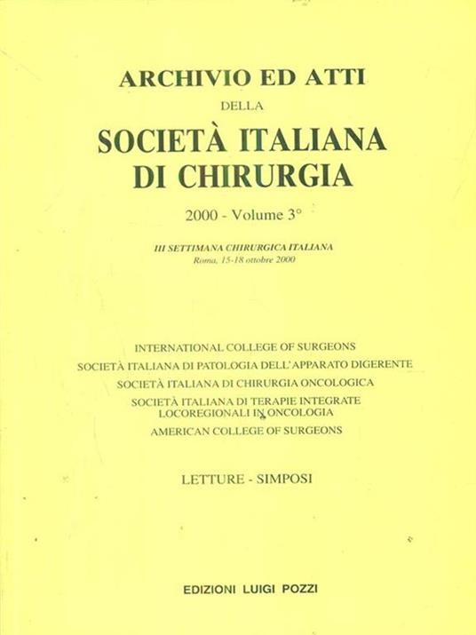 Archivio ed atti della società italiana di chirurgia 2000. Vol 3 - copertina