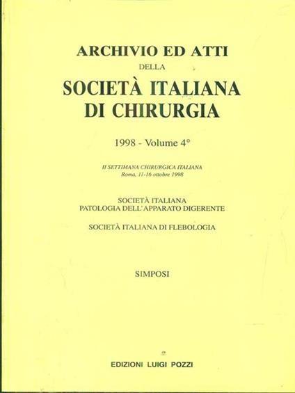 Archivio ed atti della società italiana di chirurgia 1998. vol 4 - copertina