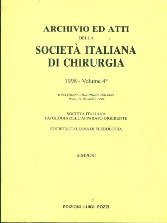 Archivio ed atti della società italiana di chirurgia 1998. vol 4 - 3