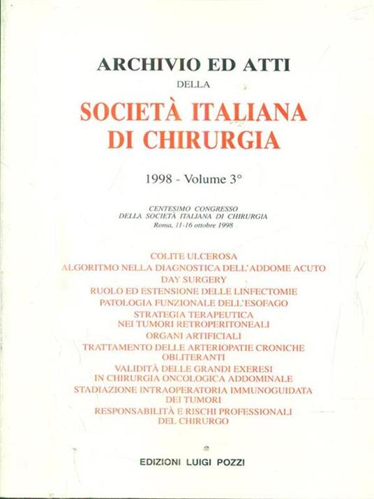 Archivio ed atti della società italiana di chirurgia 1998 - vol 3 - 3