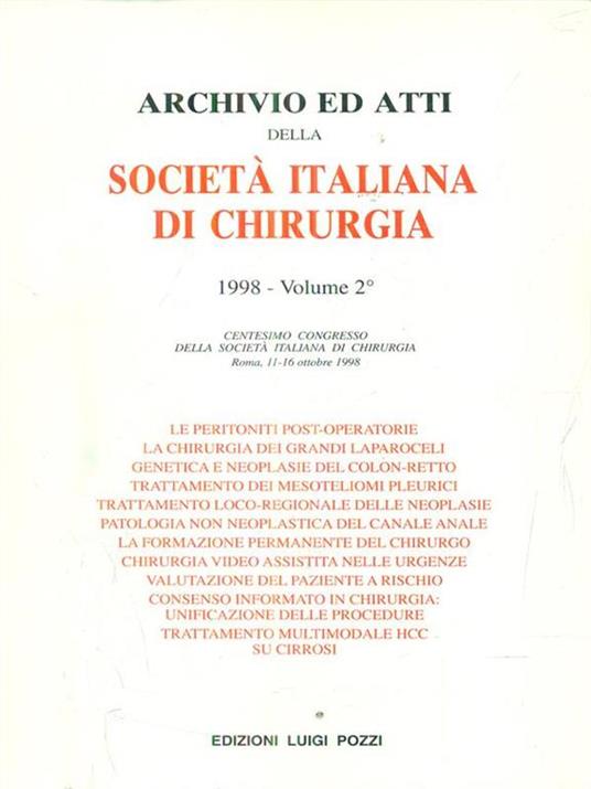 Archivio ed atti della società italiana di chirurgia 1998 - vol 2 - copertina