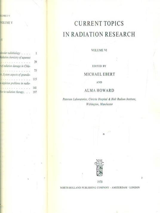 Current topics in radiation research VI - Michael Ebert - copertina