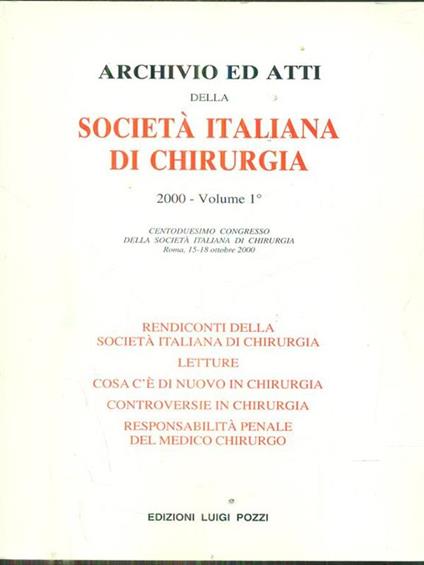 Archivio ed atti della società italiana di chirurgia 2000. vol 1 - copertina