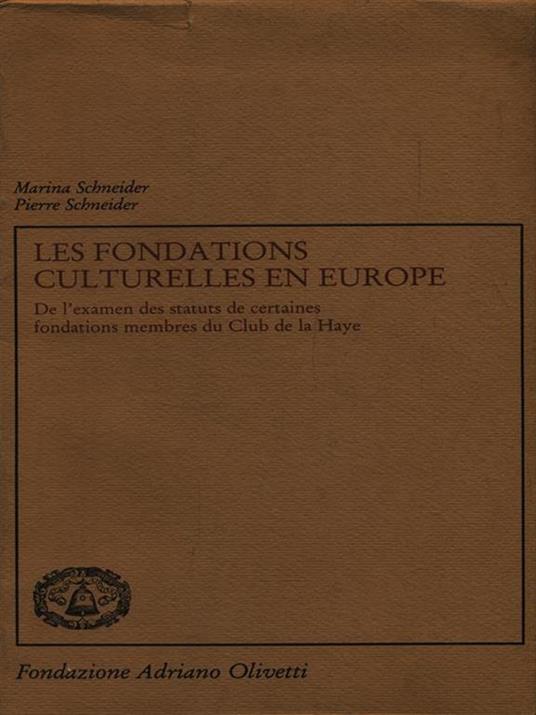 Les Fondations Culturelles en Europe - copertina
