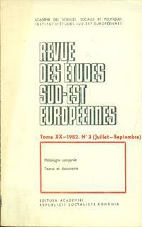 revue des etudes sud-est europeennes tome XX - 1982 N 3 - 2