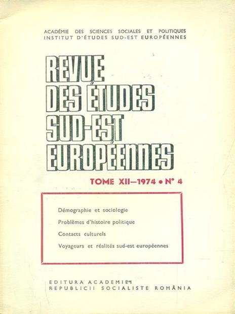 revue des etudes sud-est europeennes tome XII. 1974 / N 4 - copertina