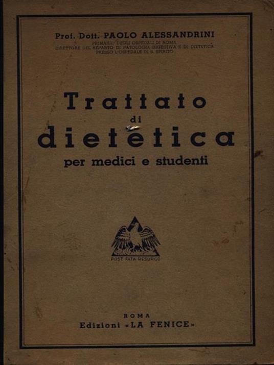 Trattato di dietetica - Paolo Alessandrini - copertina