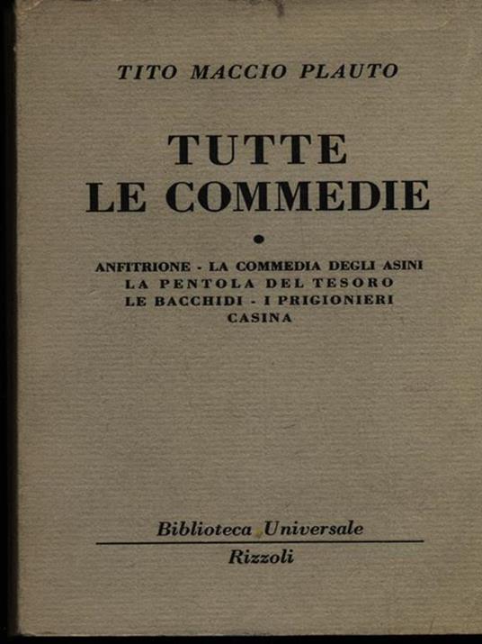 Tutte le commedie. Volume 1 - T. Maccio Plauto - copertina