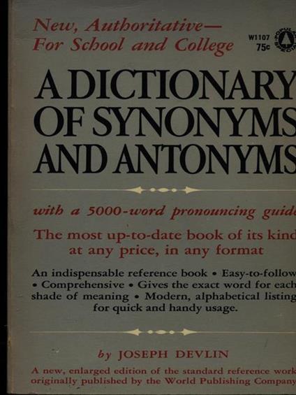 A dictionary of synonyms and antonyms - Joseph Devlin - copertina