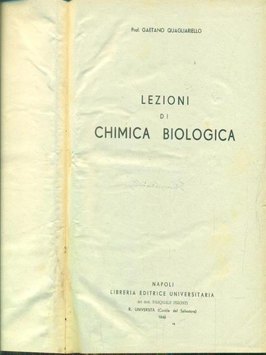 Lezioni di chimica biologica - Gaetano Quagliariello - copertina