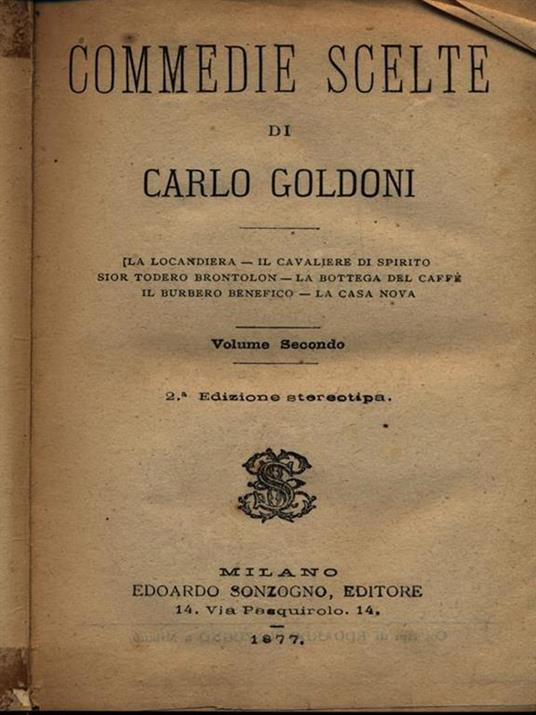 Commedie scelte vol. 2 - Carlo Goldoni - copertina