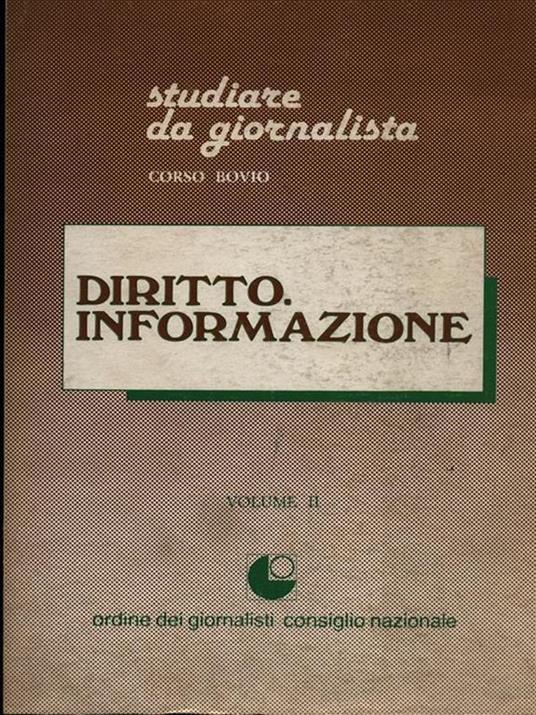Diritto informazione vol. II - Corso Bovio - copertina