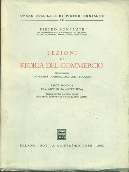 Lezioni di storia del commercio parte seconda - Pietro Bonfante - copertina