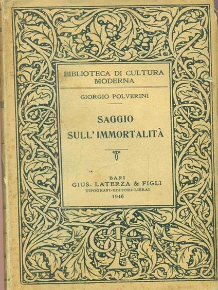 Saggio sull'immortalità - Giorgio Polverini - copertina