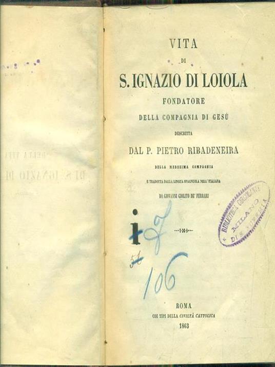 Vita di S Ignazio di Loiola - copertina