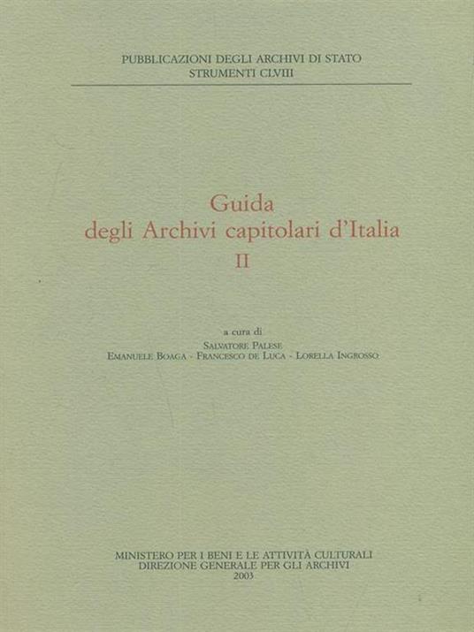 Guida degli archivi capitolari d'Italia II - copertina