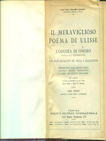 Il meraviglioso poema di Ulisse. Odissea - Omero - copertina
