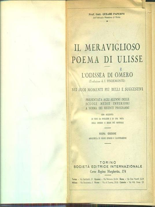 Il meraviglioso poema di Ulisse. Odissea - Omero - copertina