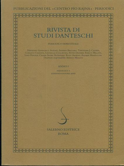 Rivista di studi danteschi Anno I Fascicolo I Gennaio - Giugno 2001 - copertina