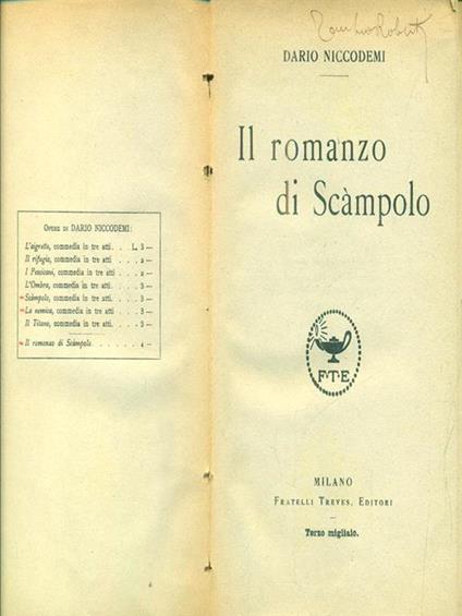 Il romanzo di scampolo - Dario Niccodemi - copertina