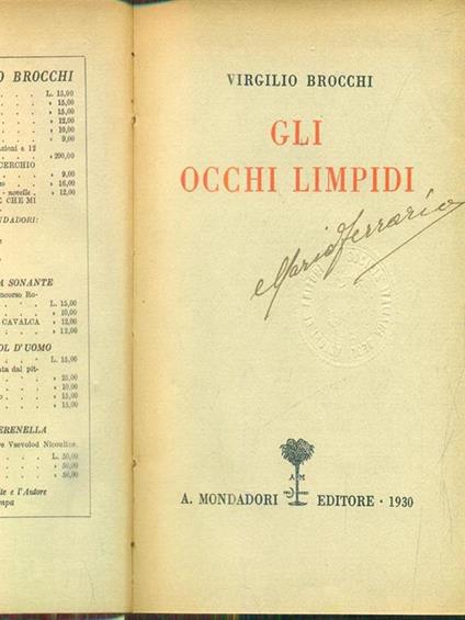 Gli occhi limpidi - Virgilio Brocchi - copertina