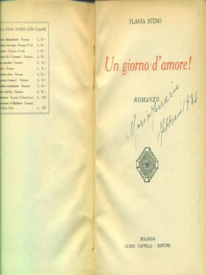 Un giorno d'amore! - Flavia Steno - copertina