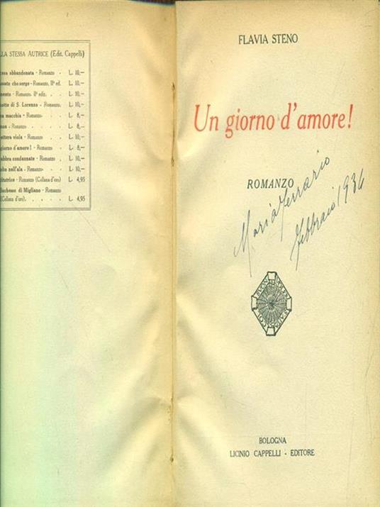 Un giorno d'amore! - Flavia Steno - copertina
