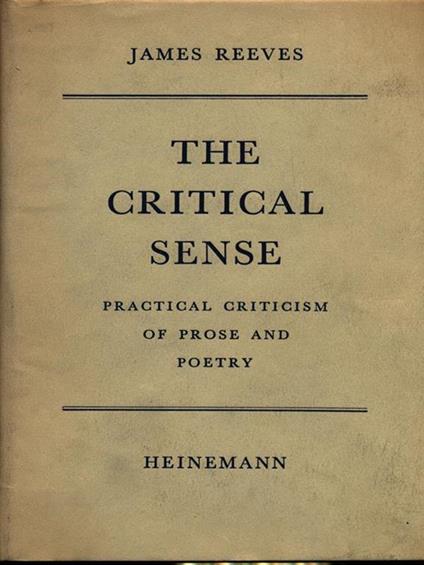 The critical sense - James R. Reeves - copertina