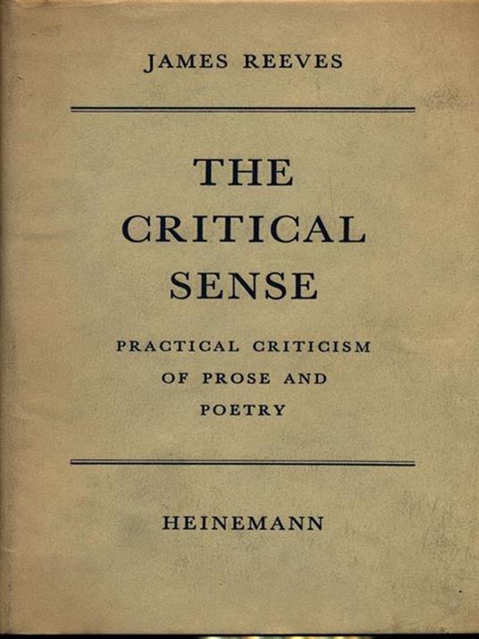 The critical sense - James R. Reeves - copertina