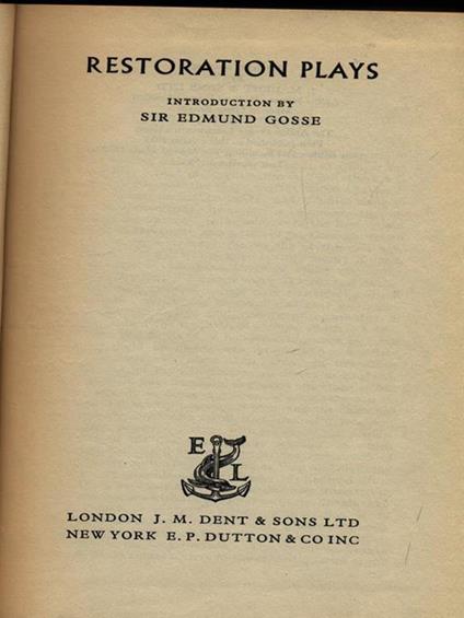 Restoration plays - Edmund Gosse - copertina